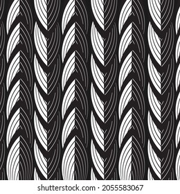 Vector Roof Tiling Motif Seamless Pattern Background In Black And White Color.