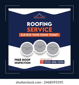 Vector vector roofing service social media post template banner