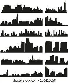 Vector roofs and skylines of the cities and towns