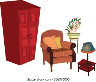 Vector room with chair and closet