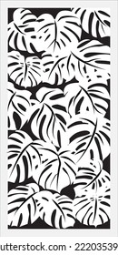 Vector room divider, Laser cut leaf panel, stencil divider. Wall art for home decor, room divider screens, paper craft, card background. 