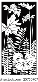 Vector room divider, Laser cut leaf panel, stencil divider. Wall art for home decor, room divider screens.