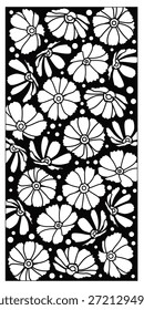 Divisor de sala de Vector, panel de flores cortado con láser, divisor de plantilla. Arte de la pared para la decoración casera, pantallas del divisor del sitio.
