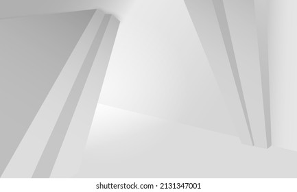 El interior de la habitación vectorial tiene un diseño mínimo. Fondo de diseño de arquitectura blanca futurista. Concepto de construcción. 3.d Representación vectorial Ilustración