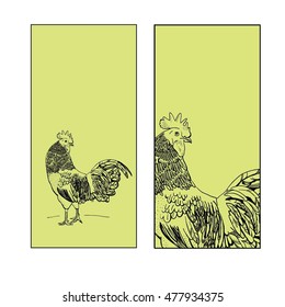 vector rooster, 2017 new year , freehand drawing