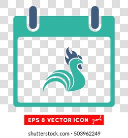 Vector Rooster Calendar Day EPS vector pictograph. Illustration style is flat iconic bicolor cobalt and cyan symbol on a transparent background.