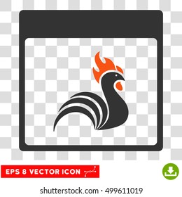 Vector Rooster Calendar Page EPS vector pictogram. Illustration style is flat iconic bicolor orange and gray symbol on a transparent background.