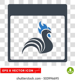 Vector Rooster Calendar Page EPS vector pictograph. Illustration style is flat iconic bicolor smooth blue symbol on a transparent background.
