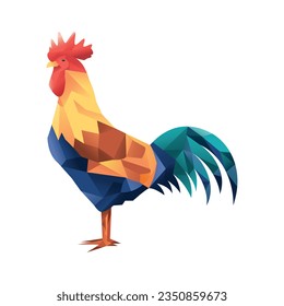 vector rooster cartoon art deco retro illustration isolated