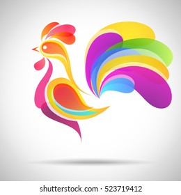 Vector Rooster. China New Year Greeting Card design.