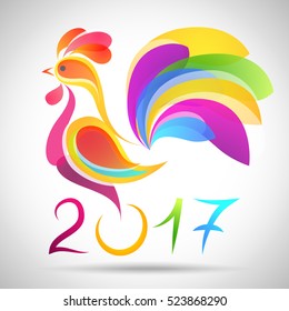 Vector Rooster. China New Year Greeting Card design.