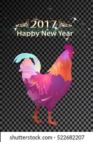 Vector Rooster, cock portrait cartoon illustration. Zodiac element for New Years design on transparent background. Chinese calendar symbol