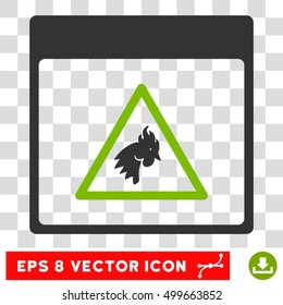 Vector Rooster Danger Calendar Page EPS vector pictogram. Illustration style is flat iconic bicolor eco green and gray symbol on a transparent background.