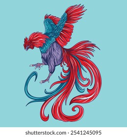 vector rooster fighter custom illustration