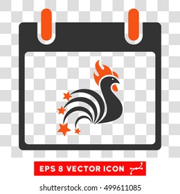 Vector Rooster Fireworks Calendar Day EPS vector pictograph. Illustration style is flat iconic bicolor orange and gray symbol on a transparent background.