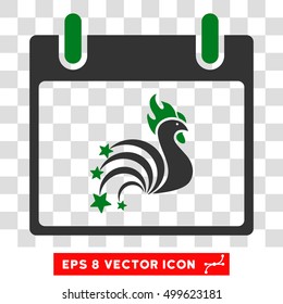 Vector Rooster Fireworks Calendar Day EPS vector pictogram. Illustration style is flat iconic bicolor green and gray symbol on a transparent background.