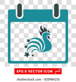 Vector Rooster Fireworks Calendar Day EPS vector pictogram. Illustration style is flat iconic bicolor soft blue symbol on a transparent background.
