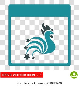 Vector Rooster Fireworks Calendar Page EPS vector icon. Illustration style is flat iconic bicolor soft blue symbol on a transparent background.