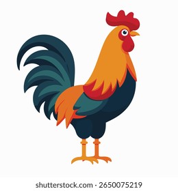 Vector Rooster, Flat Rooster Illustration, Minimal Design