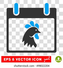 Vector Rooster Head Calendar Day EPS vector pictograph. Illustration style is flat iconic bicolor blue and gray symbol on a transparent background.