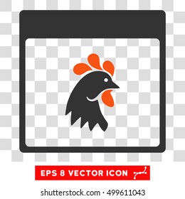 Vector Rooster Head Calendar Page EPS vector pictogram. Illustration style is flat iconic bicolor orange and gray symbol on a transparent background.
