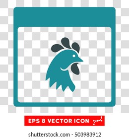 Vector Rooster Head Calendar Page EPS vector icon. Illustration style is flat iconic bicolor soft blue symbol on a transparent background.