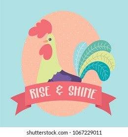 Vector Rooster Rise and Shine Illustration Clip Art Graphic