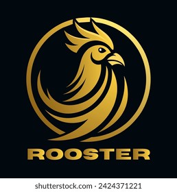 Vector rooster silhouette logo style vector illustration