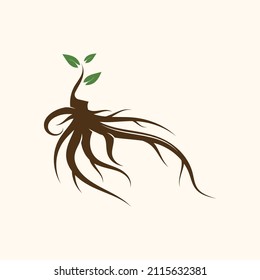 Vector Root of an Underground creative Tree. Tree Root Icon