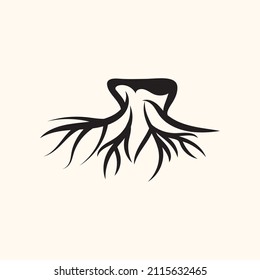 Vector Root of an Underground creative Tree. Tree Root Icon