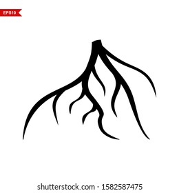 Vector Root of an Underground Tree. Tree Root Icon. With a white background