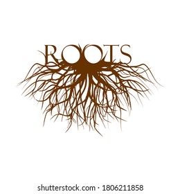 Vector Root of the Underground Tree. Icon of the Root of the Underground Tree. Black tree root, logo roots