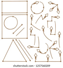 Vector rope arrows set. Isolated on white background. Included elements to build infographic or schemes. Vector Eps 10