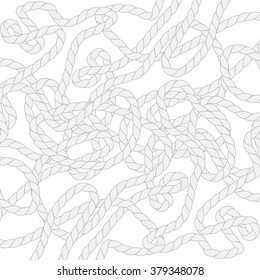 Vector rope background. Pattern with monochrome rope loop. Black and white bight