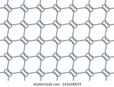 Vector rope, fishing net, seamless. White background.