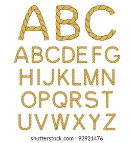 Vector rope font alphabet
