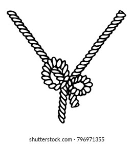 Vector rope. Hand drawn. Rope tied with a bow.
