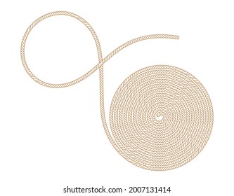 Vector rope rolled into a circle. Isolated on white background.