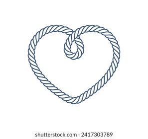 Vector rope rolled into a heart shape Isolated on white background.