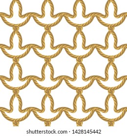 Vector Rope Seamless Pattern Isolated on White Background