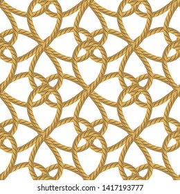 Vector Rope Seamless Pattern on White Background. Rope Texture