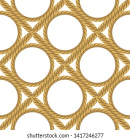 Vector Rope Seamless Pattern on White Background. Rope Texture