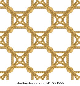 Vector Rope Seamless Pattern on White Background. Rope Texture.