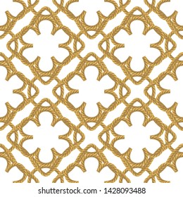 Vector Rope Seamless Pattern on White Background. Rope Texture.