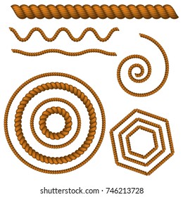 Vector rope set on white background