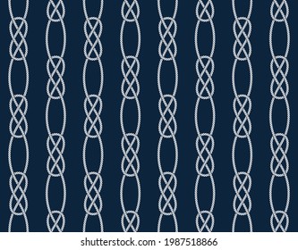Vector ropes, fishing net, seamless. Blue background