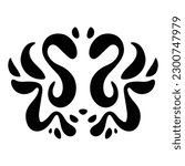 Vector Rorschach inkblot tattoo tribal. Wings illustration tattoo shape 