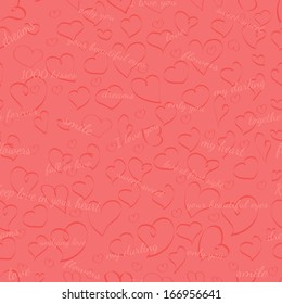 Vector Rosa Valentines Background with Hearts and Words 