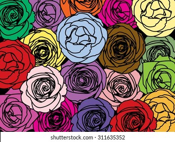 Vector rose background colors and text