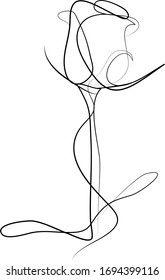 Vector rose black lineart,  continuous one line drawing style.